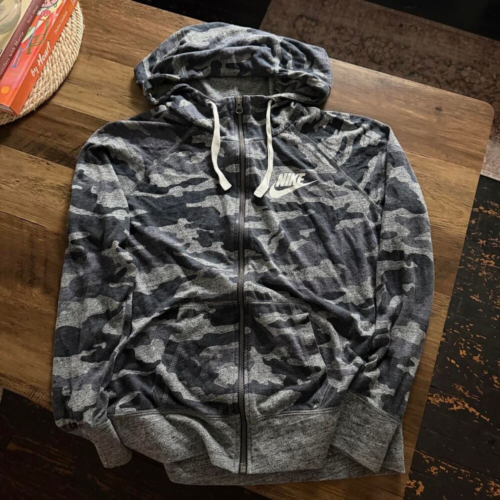 Nike black camo zip up hoodie
